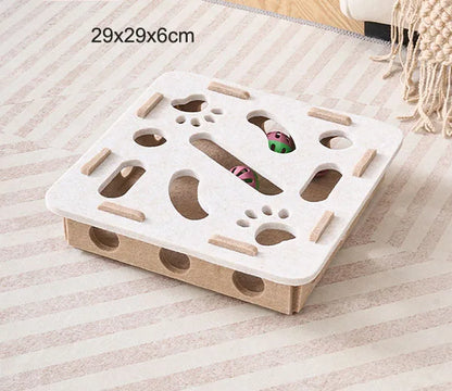 Pet Cat Puzzle Maze Holes Toys Felt Box with Bell Ball Kitten Playing Toys Interactive Funny Combination Set Cat Supplies