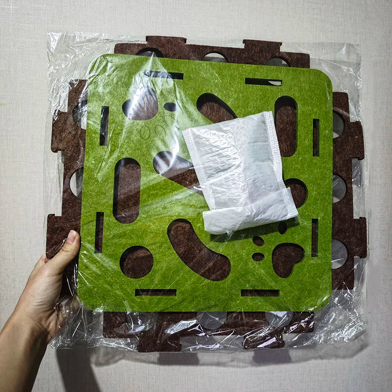 Pet Cat Puzzle Maze Holes Toys Felt Box with Bell Ball Kitten Playing Toys Interactive Funny Combination Set Cat Supplies