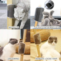 Cat Corner Scratcher & Massager Brush  Self-Grooming Hair Removal Comb for Cats & Kittens