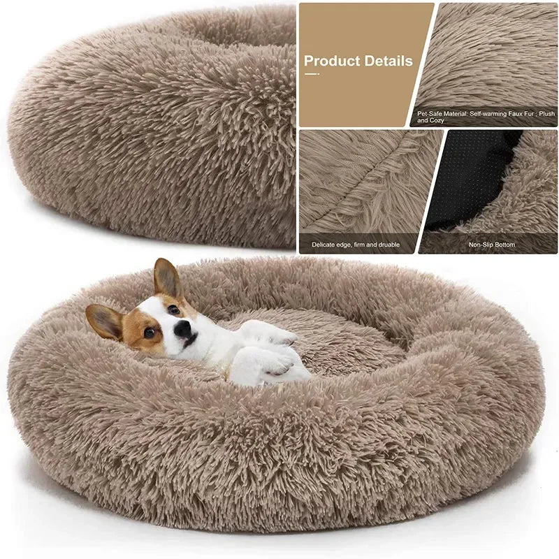 Donut Cuddler Pet Bed – Ultra Soft Round Bed for Dogs & Cats