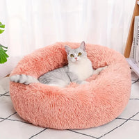 Striped Plush Pet Bed  Round Nest for Cats & Dogs | Soft, Warm, Deep Sleep Comfort