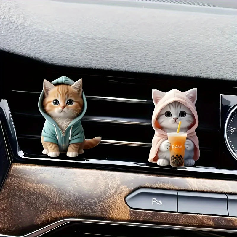 Cute Cat Acrylic Car Aromatherapy  Long-Lasting Fragrance | Vent Clip | Decorative Air Freshener