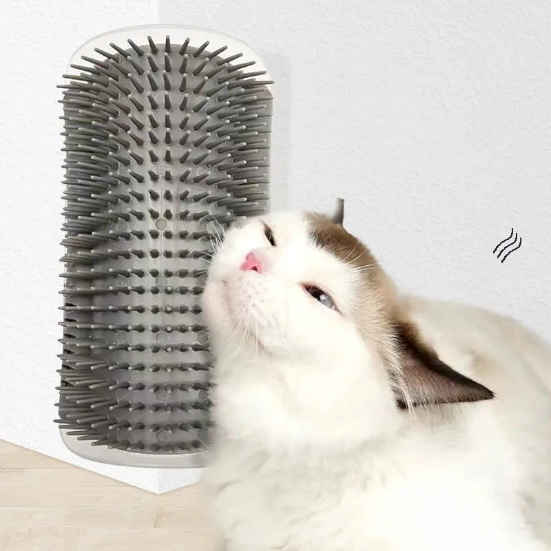 Cat Corner Scratcher & Massager Brush  Self-Grooming Hair Removal Comb for Cats & Kittens