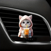 Cute Cat Acrylic Car Aromatherapy  Long-Lasting Fragrance | Vent Clip | Decorative Air Freshener