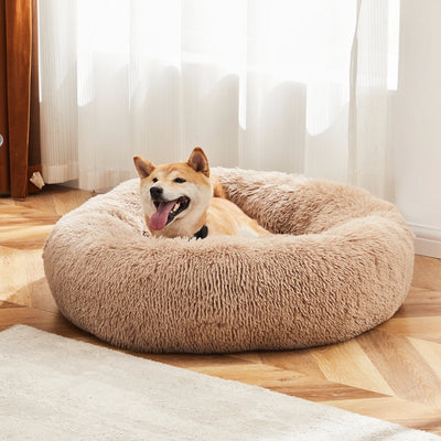 Calming Dog Bed for Medium & Large Dogs  Washable • Anti-Slip • Round Fluffy Plush Faux Fur Pet Bed
