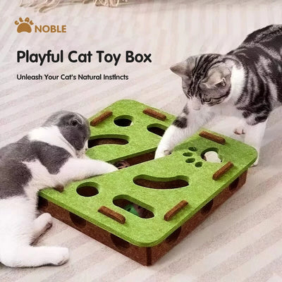 Cat Puzzle Toy Felt Puzzle Box – Interactive Indoor Exercise & Hunting Toy with Ball for Cats