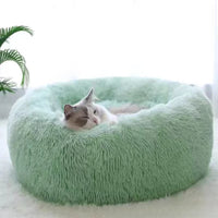Striped Plush Pet Bed  Round Nest for Cats & Dogs | Soft, Warm, Deep Sleep Comfort