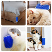 Cat Corner Scratcher & Massager Brush  Self-Grooming Hair Removal Comb for Cats & Kittens
