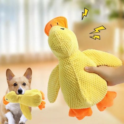 Plush Sleeping Duck Dog Toy – Bite-Resistant Chew Toy with Squeaker for Small & Large Dogs