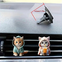 Cute Cat Acrylic Car Aromatherapy  Long-Lasting Fragrance | Vent Clip | Decorative Air Freshener