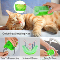 Cat Corner Scratcher & Massager Brush  Self-Grooming Hair Removal Comb for Cats & Kittens