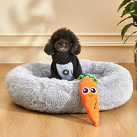 Durable Plush Carrot Dog Chew Toy with Squeaker – Interactive Vegetable Plush Toy for Small, Medium & Large Dogs